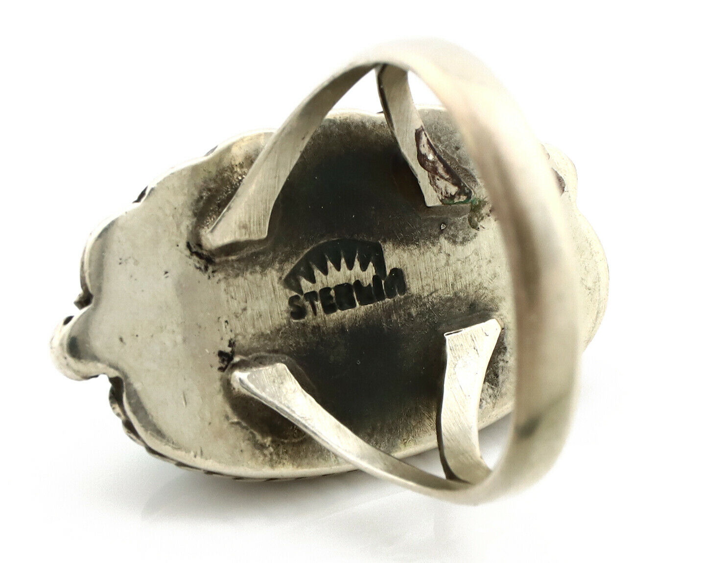 Navajo Ring .925 Silver Arizona Turquoise Signed Apache Manufacturing C80s