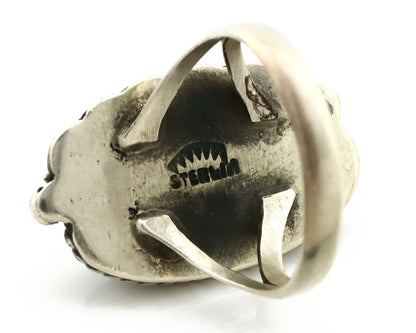 Navajo Ring .925 Silver Arizona Turquoise Signed Apache Manufacturing C80s