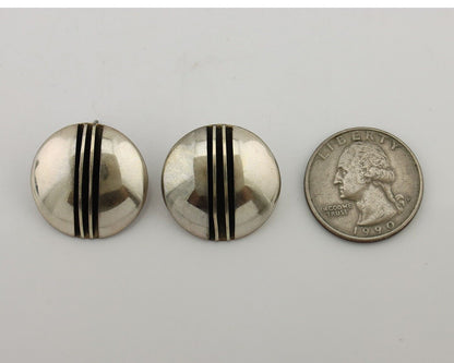 Navajo Earrings 925 Silver Handmade Native American Artist Signed Yazzie C.80's