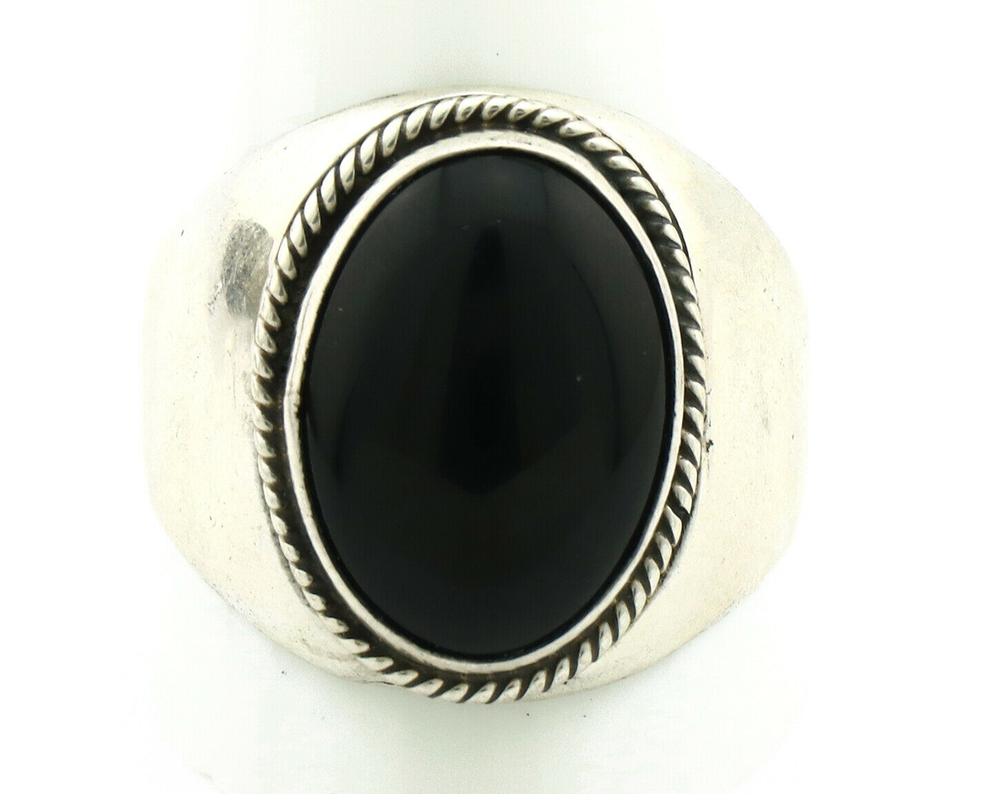 Navajo Ring .925 Silver Handmade Black Onyx Native American Artist C.80's