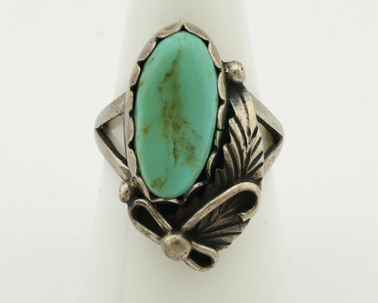 Navajo Ring .925 Silver Kingman Turquoise Native American Signed C.80's