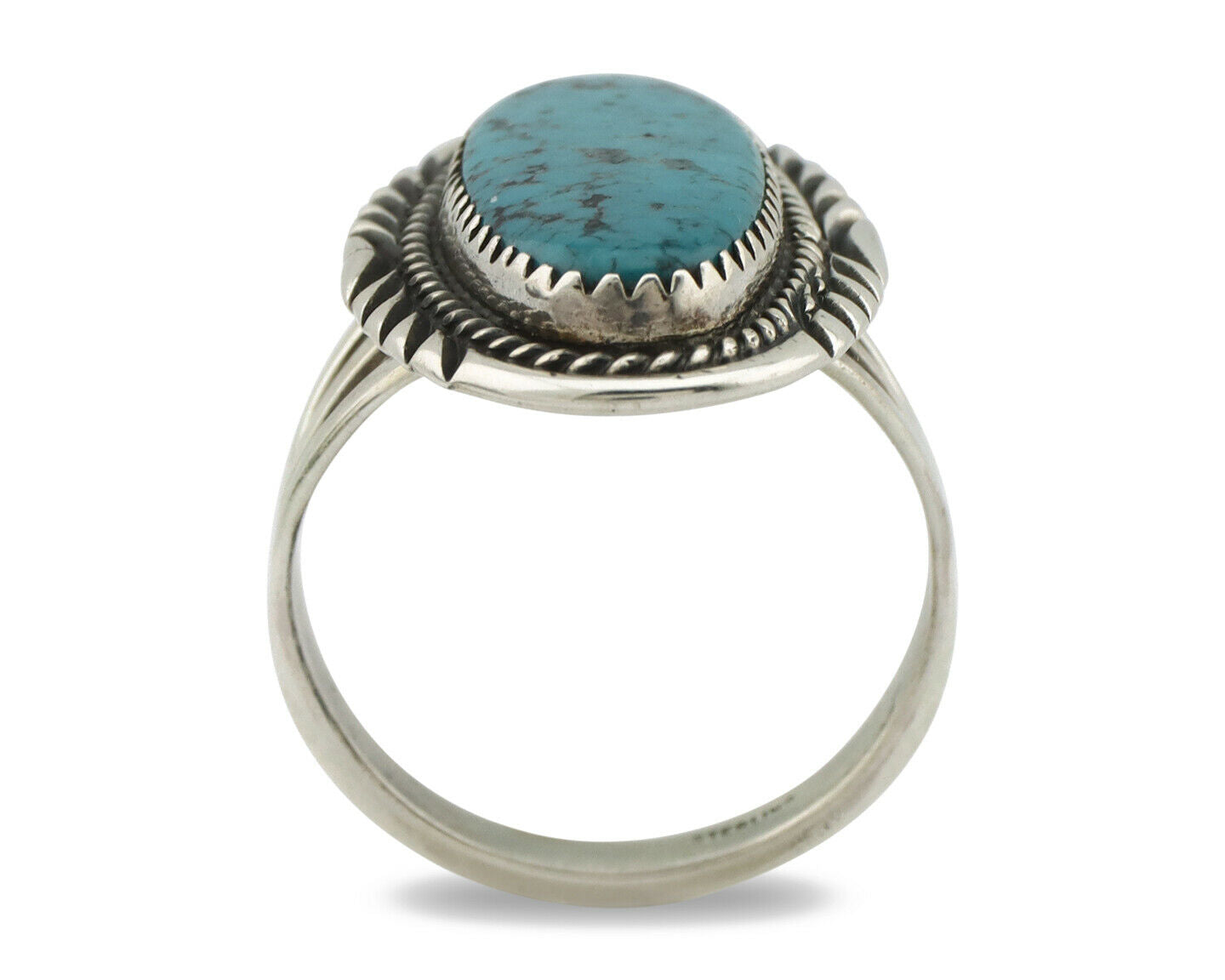 Navajo Ring .925 Silver Kingman Turquoise Native American Artist C.80's