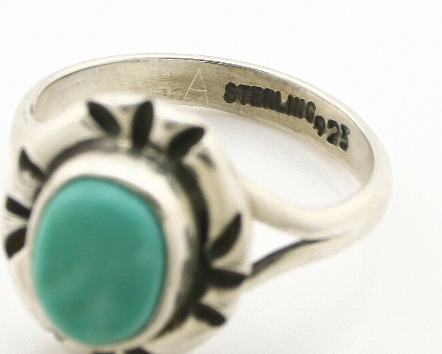 Navajo Ring .925 Silver Kingman Turquoise Artist Signed Gecko C.90's
