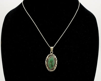 Navajo Necklace .925 Silver Green Turquoise Signed C Montoya C.1980's