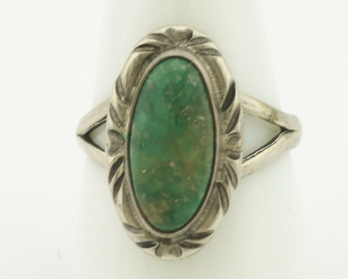 Navajo Ring .925 Silver Natural Turquoise Artist Signed Native American C.80's
