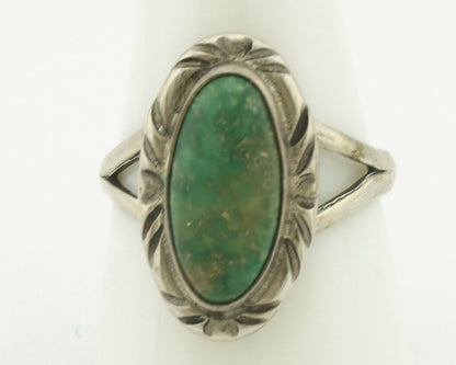 Navajo Ring .925 Silver Natural Turquoise Artist Signed Native American C.80's