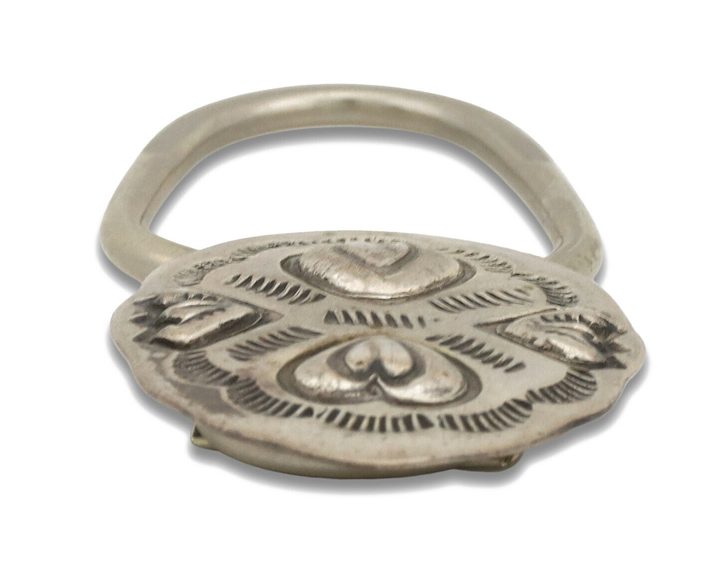 Navajo Key Chain .925 Silver Hand Stamped Native American Artist C.80s