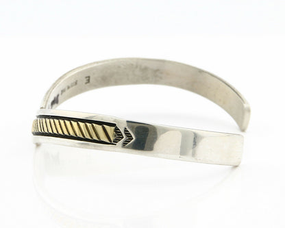Navajo Bracelet SOLID .925 Silver & 12k Gold Filled Signed E Cuff C.80's