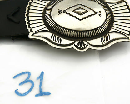 Navajo Concho Belt .925 Silver Hand Stamped Artist Signed R. Martinez C.80's