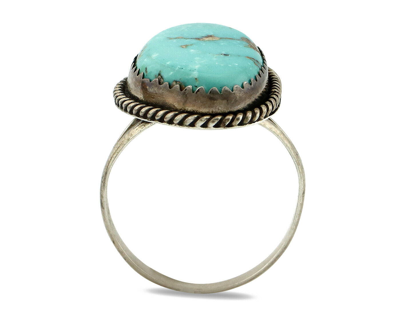 Navajo Ring .925 Silver Morenci Turquoise Handmade Native American Artist C.80's