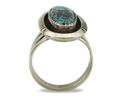 Navajo Ring .925 Silver Spiderweb Turquoise Artist Signed B C.1980's