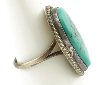 Navajo Ring 925 Silver Globe Turquoise Native American Artist C.1980's