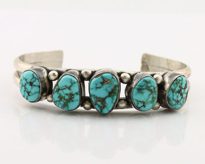 Navajo Bracelet 925 Silver Spiderweb Turquoise Artist Signed E SANDAVOL C80s