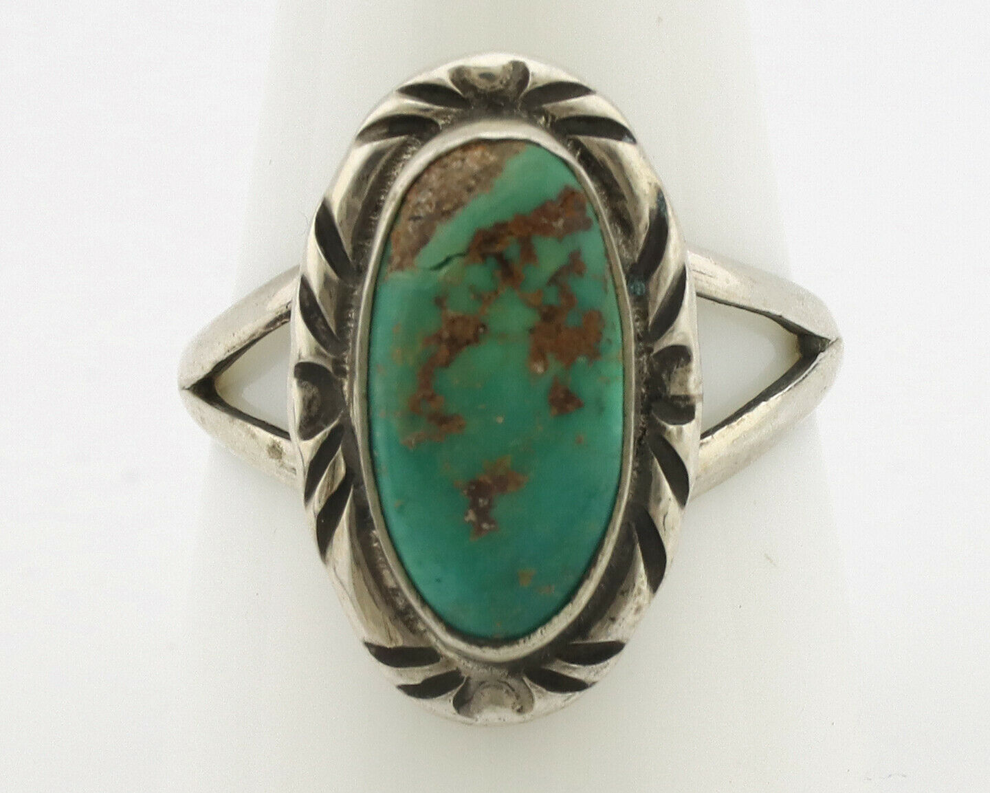 Navajo Ring .925 Silver Kingman Turquoise Native Artist Signed C.80's