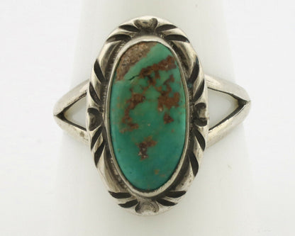 Navajo Ring .925 Silver Kingman Turquoise Native Artist Signed C.80's