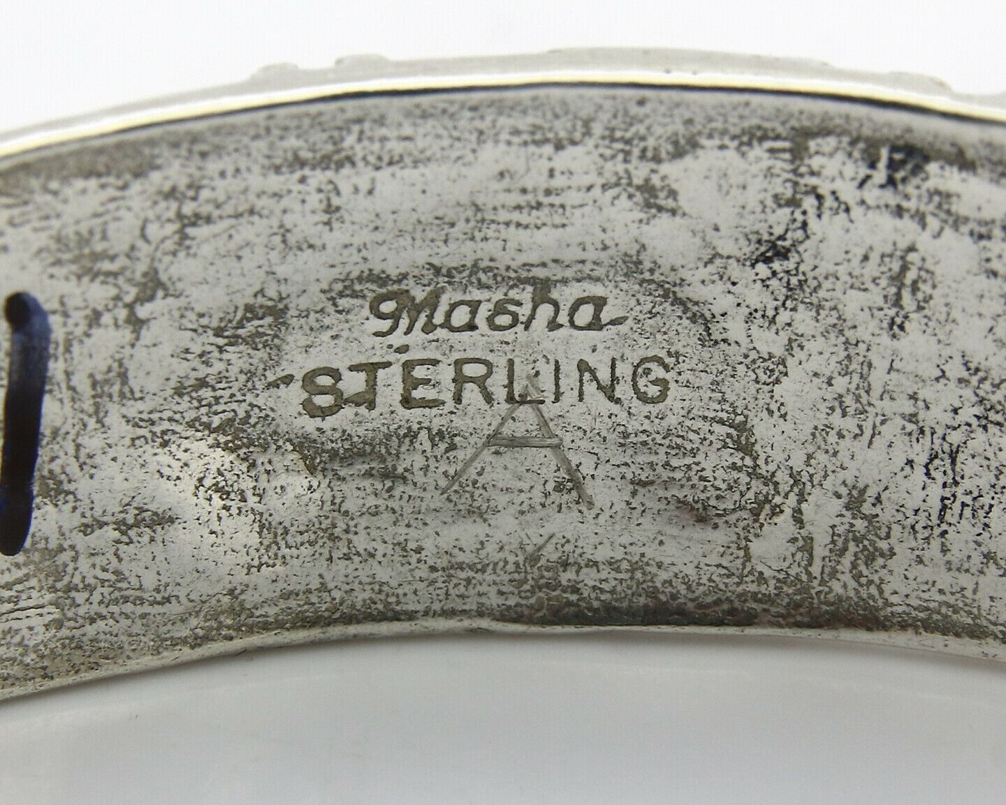 Navajo Bracelet .925 Silver Hand Stamped Arrow Head Signed Montoya C.80's