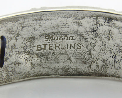 Navajo Bracelet .925 Silver Hand Stamped Arrow Head Signed Montoya C.80's