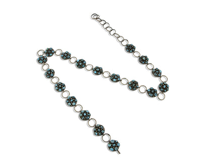 Navajo Concho Belt .925 Silver Rare Gleeson Turquoise Artist Native C. 80's