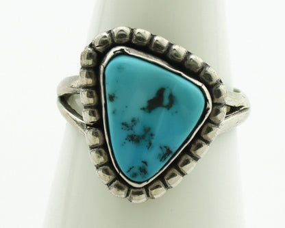 Navajo Ring .925 Silver Sleeping Beauty Turquoise Native Artist C.1980's
