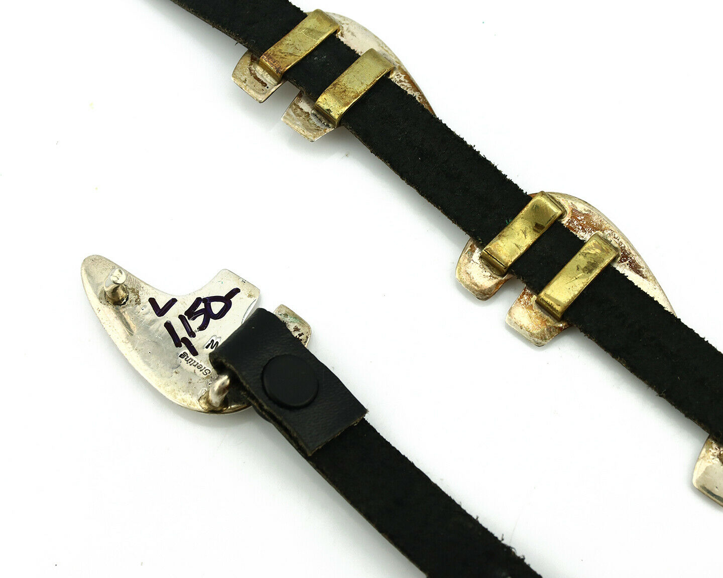 Navajo Concho Belt .925 Silver Native American Bear Signed GW C.80's