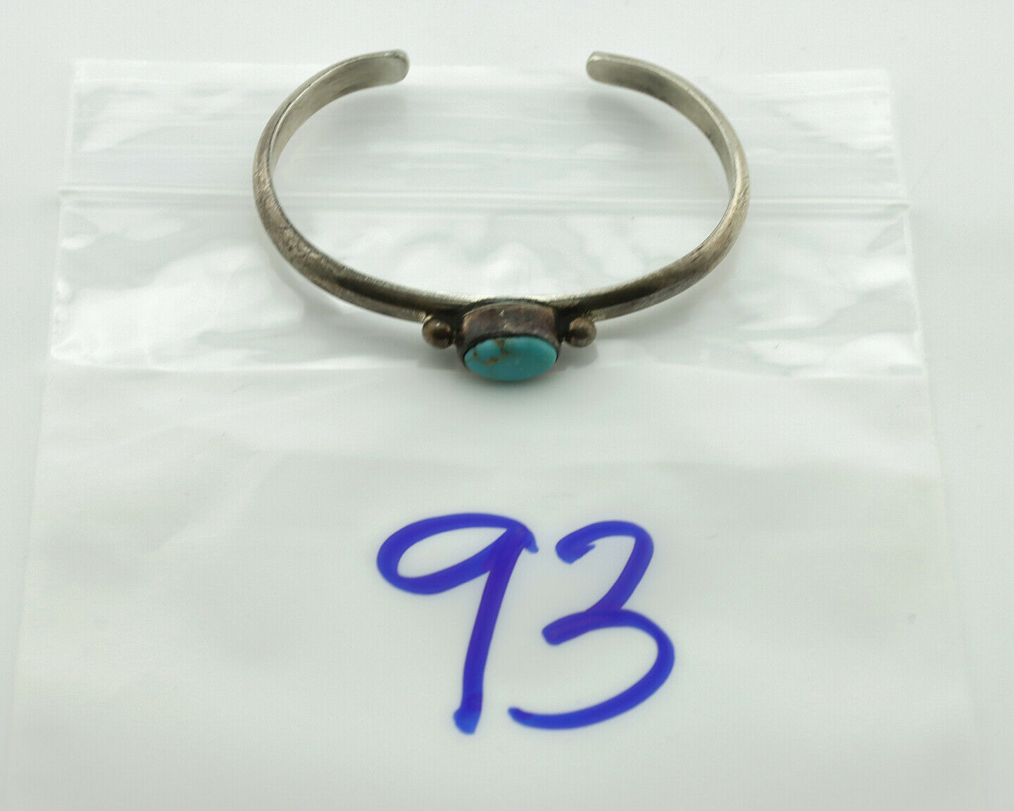 Navajo Bracelet .925 Silver Blue Turquoise Native American Artist C.80's