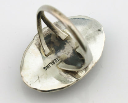 Navajo Ring .925 Silver Nevada Turquoise Native American Artist C.1980's
