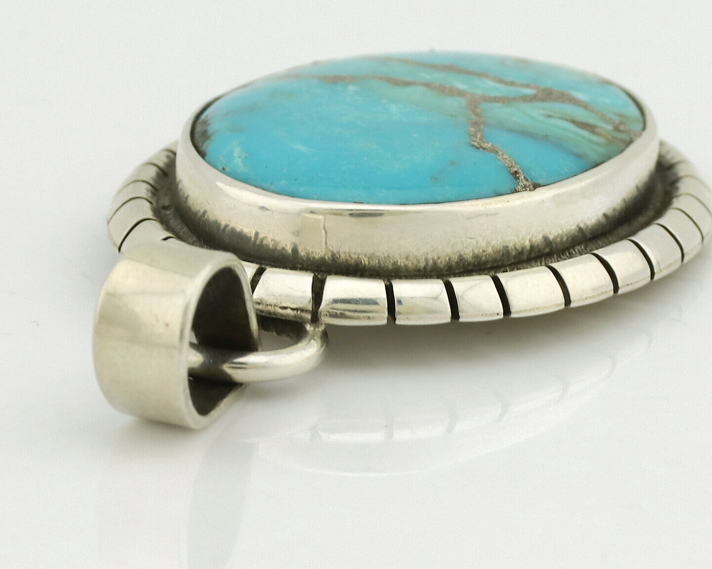 Navajo Necklace .925 Silver Turquoise Native American Artist C.1980's