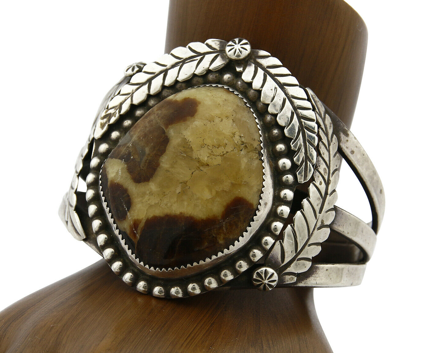 Navajo Bracelet .925 Silver Natural Agate Handmade Native C.80's