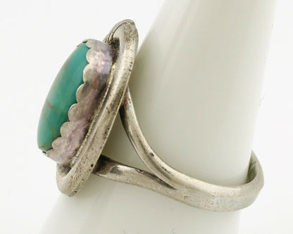 Navajo Ring .925 Silver Kingman Turquoise Native American Artist C.1980's
