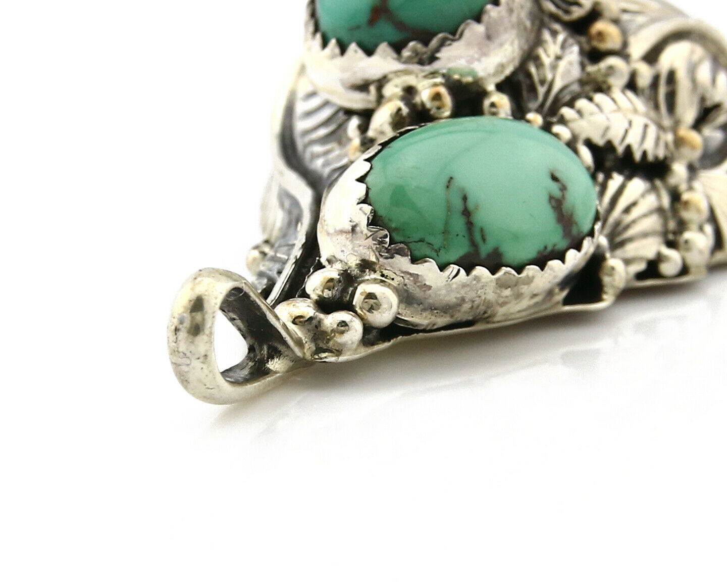 Navajo Pendant .925 Silver Kingman Turquoise Signed Artist Tom Willeto C.80's