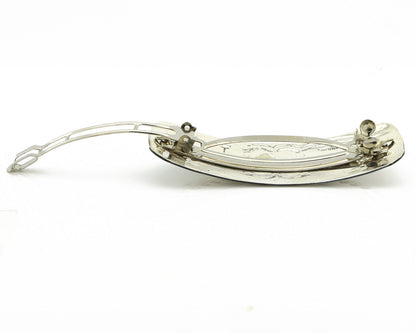 Navajo Hair Clip Barrette .925 Silver Hand Stamped Artist Signed Harold Tom C80s