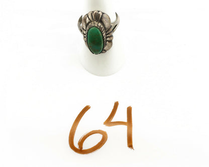 Navajo Ring .925 Silver Natural Whole Turquoise Artist M Montoya C.1980's