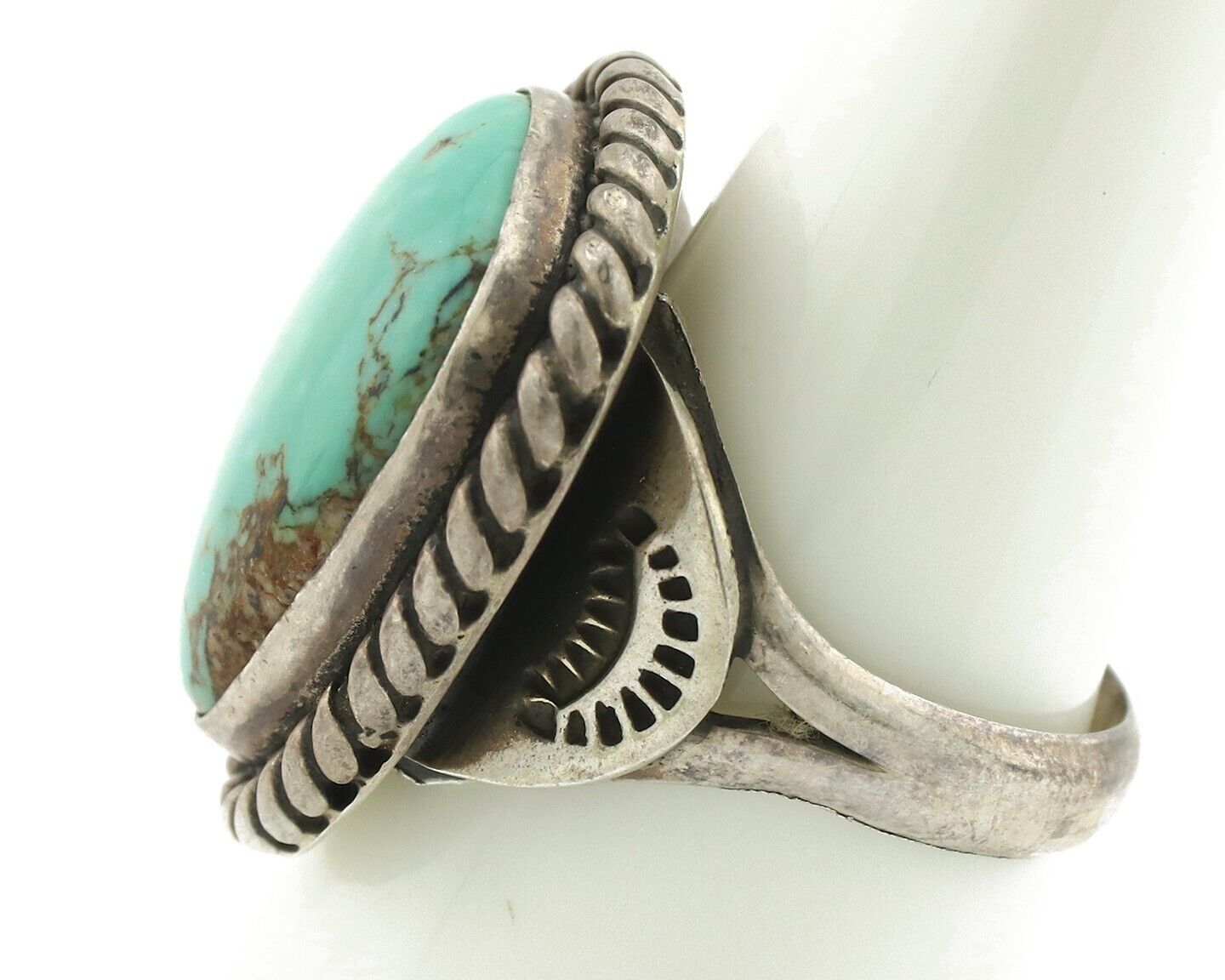 Navajo Ring .925 Silver Natural Blue Turquoise Native American Artist C.80's