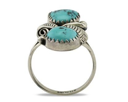 Navajo Ring .925 Silver Natural Blue Turquoise Native American Artist C.1980's