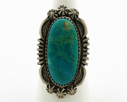 Navajo Ring .925 Silver Natural Blue Turquoise Native American Artist C.1980's
