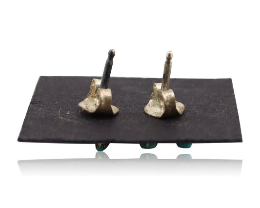 Zuni Earrings 925 Silver Sleeping Beauty Butterfly Turquoise Native Artist C80s