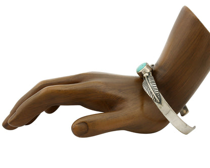 Navajo Bracelet .925 Silver Arizona Turquoise Artist Signed Tipi on Hill 80's