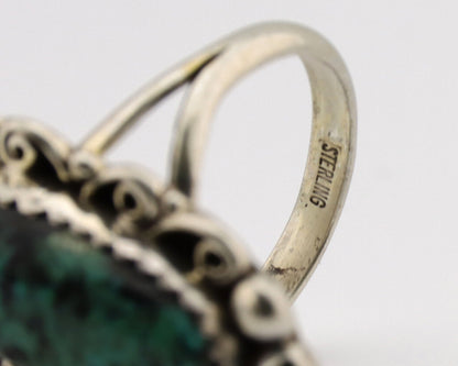 Navajo Ring .925 Silver Spiderweb Turquoise Artist Signed TALHAT C.80's