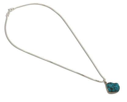 Navajo Handmade Necklace 925 Silver Blue Turquoise Native Artist C.80's