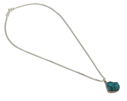Navajo Handmade Necklace 925 Silver Blue Turquoise Native Artist C.80's