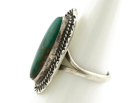 Navajo Ring .925 Silver Blue Gem Turquoise Native American Artist C.80's