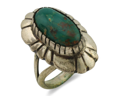 Navajo Ring .925 Silver Natural Whole Turquoise Artist M Montoya C.1980's
