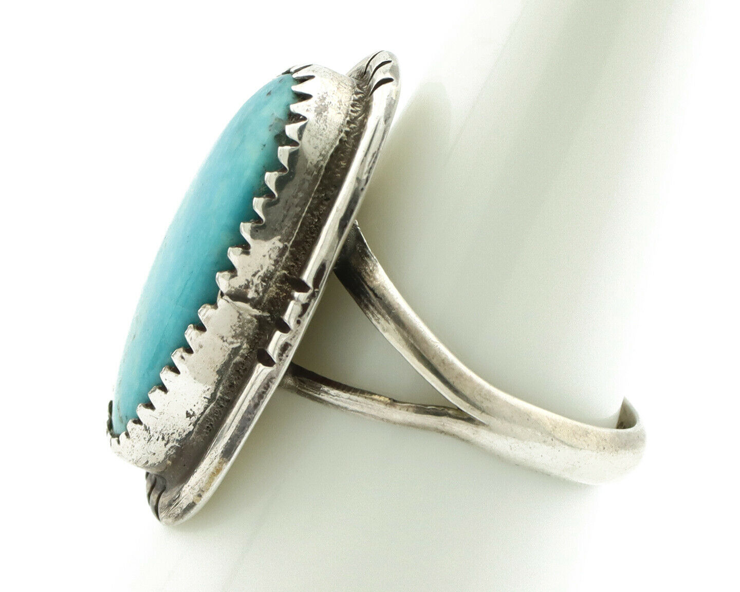 Navajo Ring .925 Silver Blue Turquoise Native American Artist Handmade C.80's
