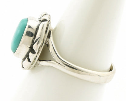 Navajo Ring .925 Silver Kingman Turquoise Artist Signed Gecko C.90's