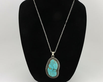 Navajo Pendant .925 Silver Blue Gem Turquoise Artist Signed Kachina C.80's