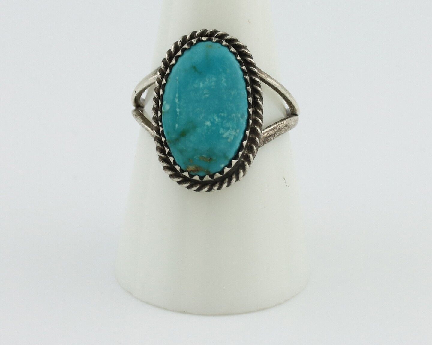 Navajo Handmade Ring 925 Silver Kingman Turquoise Artist Signed MC C.80's