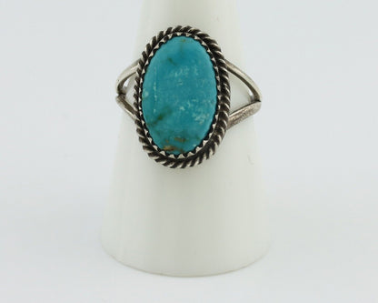 Navajo Handmade Ring 925 Silver Kingman Turquoise Artist Signed MC C.80's