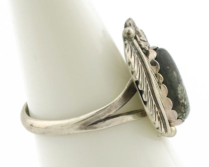 Navajo Ring .925 Silver Spiderweb Turquoise Handmade Native American Artist C80s