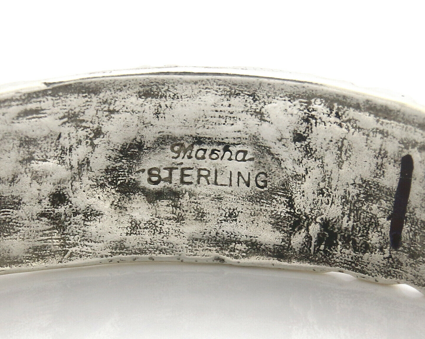 Navajo Bracelet .925 Silver Hand Stamped Arrow Head Signed Montoya C.80's