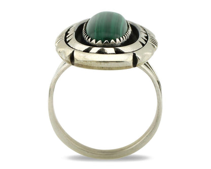 Navajo Ring 925 Silver Natural Malachite Artist Signed William Denetdale C.80's